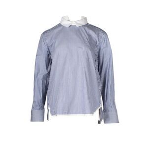 Sacai Cross Back Striped Shirt in Blue Cotton